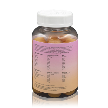 Yuicy Hair Glow Orangen Vitamin Fruchtgummis mit Biotin, B12 und 8 Essentials - zuckerfrei (60 St.) - ROTE.PLACE