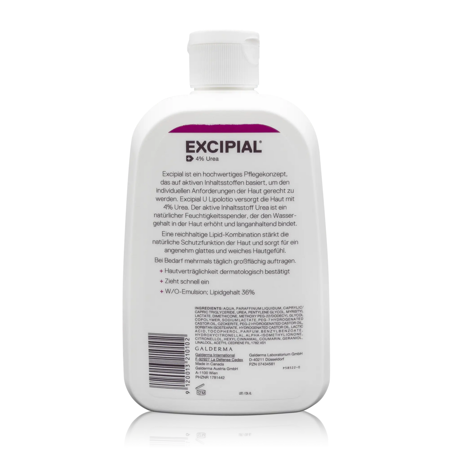 Excipial 4% Urea U Lipolotio 500 ml - Rückseitenansicht