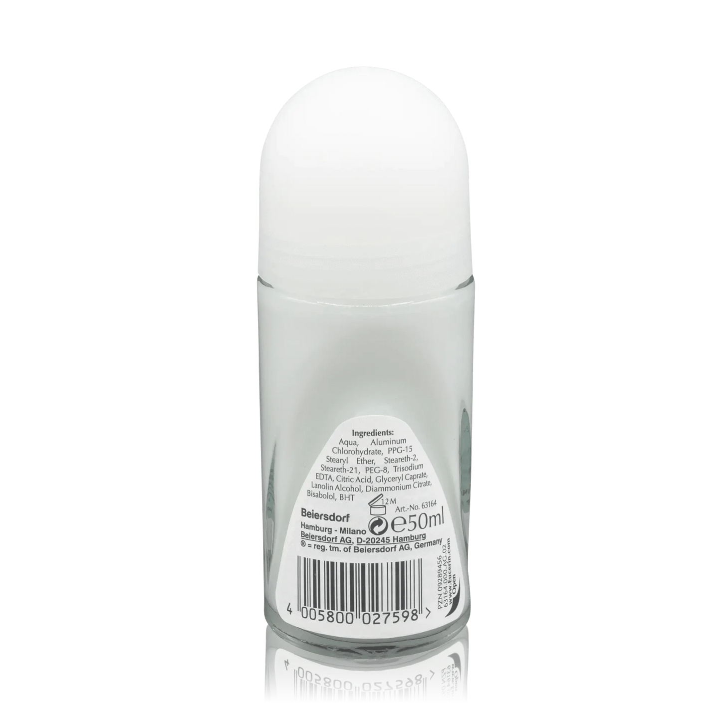 Eucerin Deodorant Roll On - 50 ml - Rückseitenansicht mit Barcode