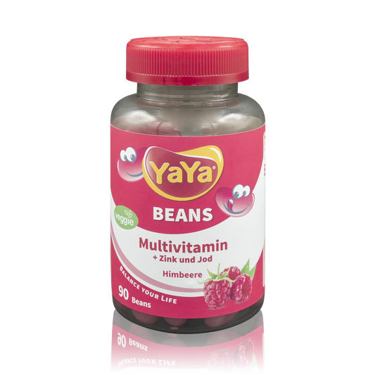 Yaya Beans Multivitamin + Zink und Jod Himbeere Kaubohnen (90 St.)