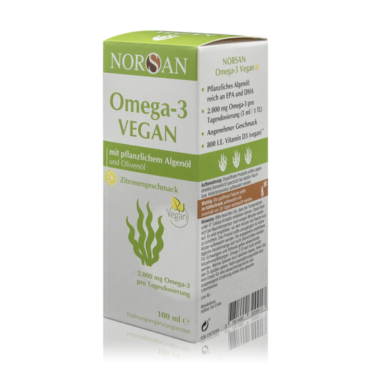 Norsan Algenöl Omega-3 Vegan mit Olivenöl und Zitronengeschmack (100ml)