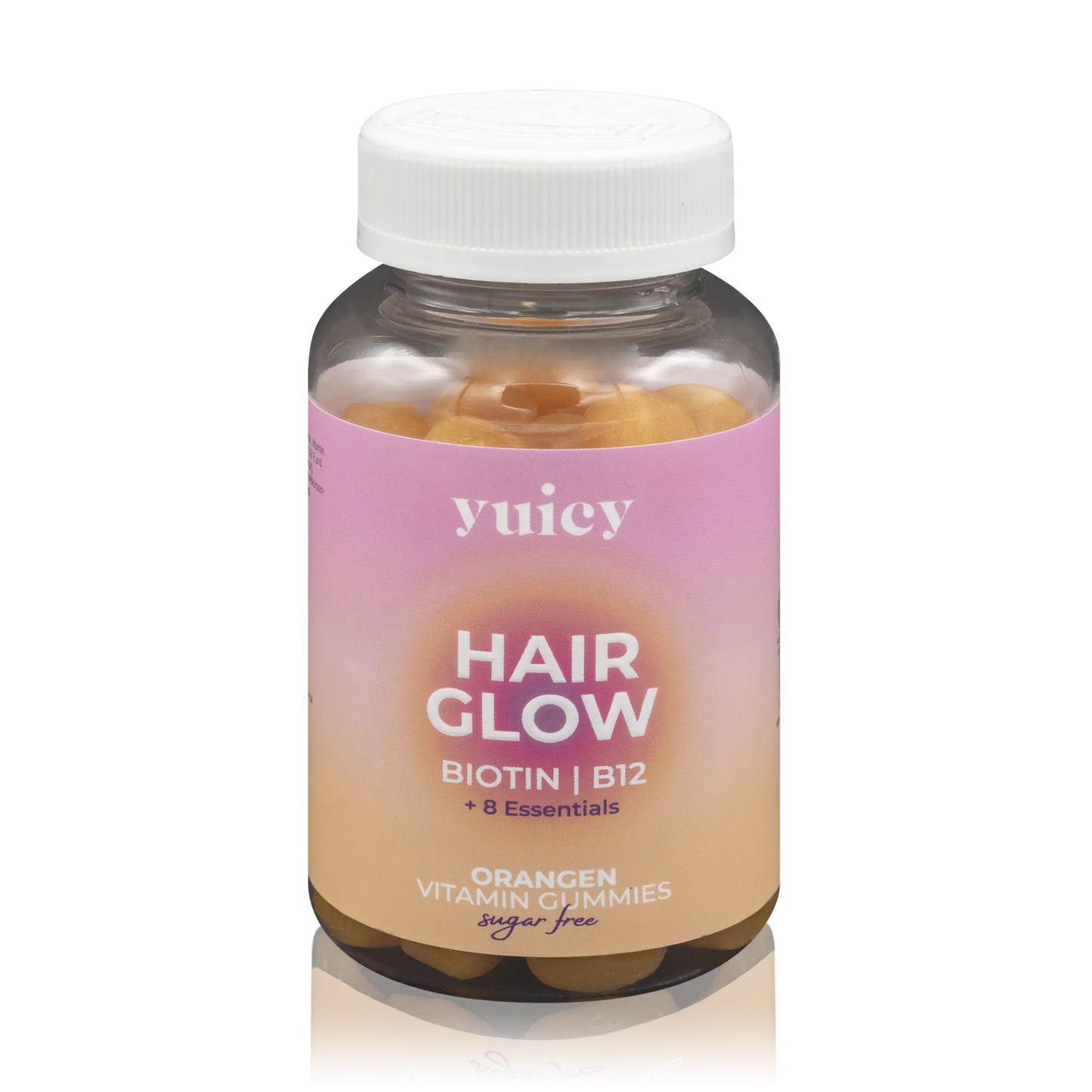 Yuicy Hair Glow Orangen Vitamin Fruchtgummis mit Biotin, B12 und 8 Essentials - zuckerfrei (60 St.)
