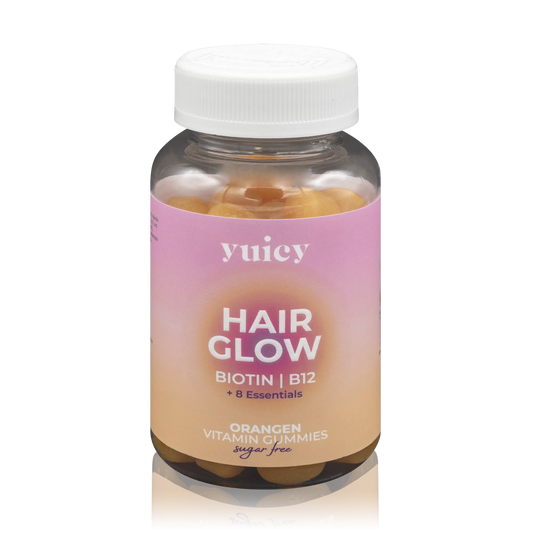 Yuicy Hair Glow Orangen Vitamin Fruchtgummis mit Biotin, B12 und 8 Essentials - zuckerfrei (60 St.)