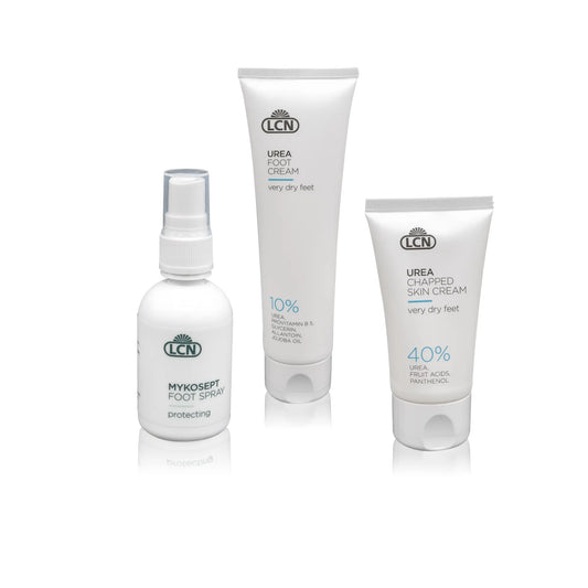 LCN Fußpflege Kombipaket – 10% Urea + 40% Schrundencreme + Mykosept (1 Bundle)
