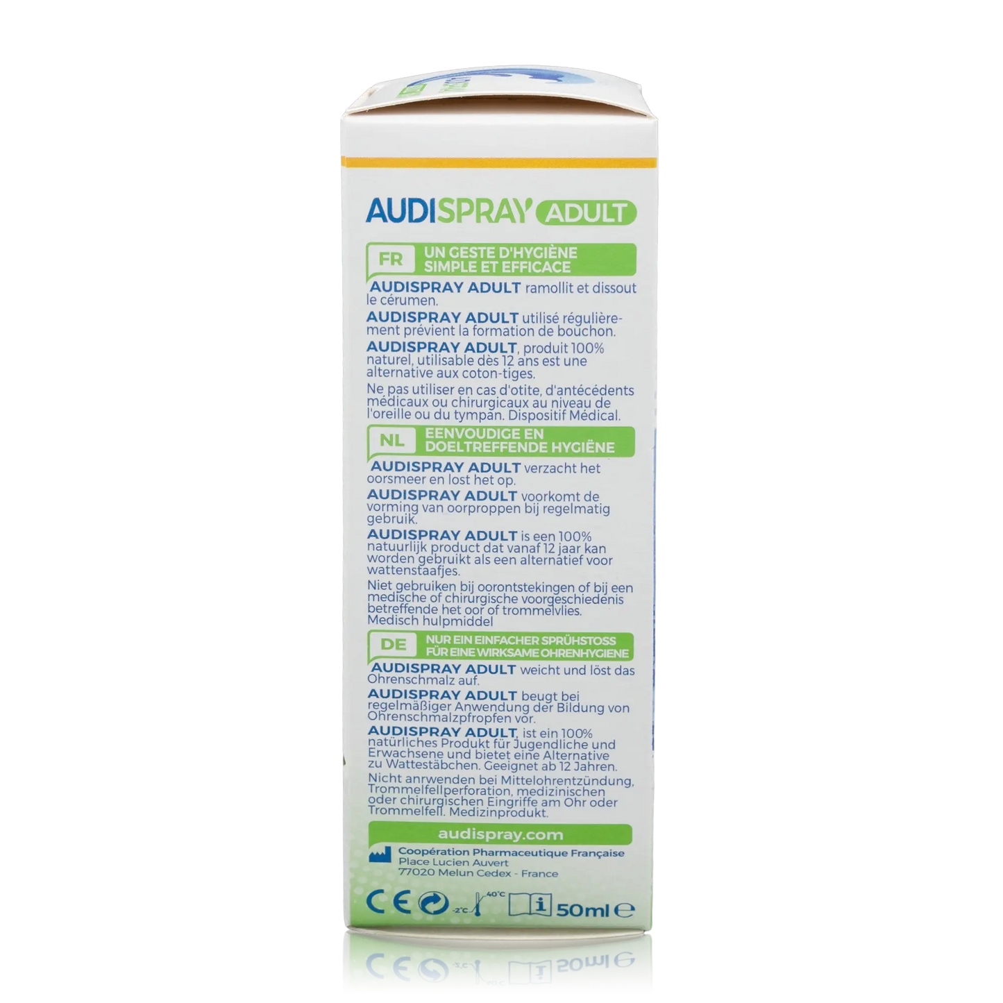 Audispray Adult Ohrenhygiene mit 100% gereinigtem Meerwasser (50ml) - ROTE.PLACE