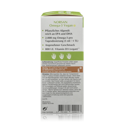 Norsan Algenöl Omega 3 Vegan mit Olivenöl und Zitronengeschmack (100ml) - ROTE.PLACE