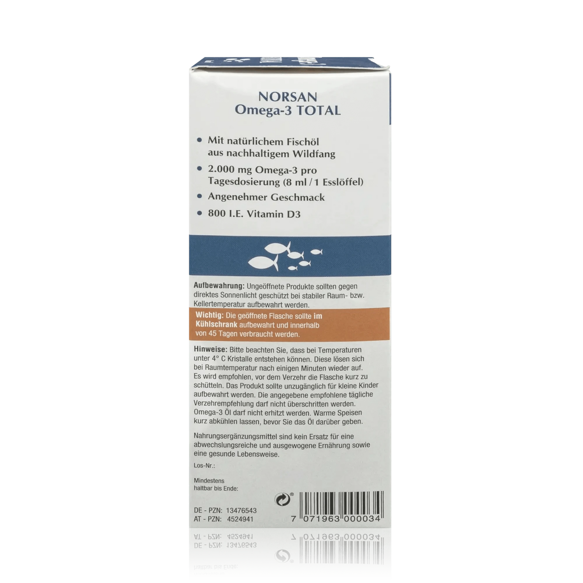 Norsan Omega 3 Total mit natürlichem Fischöl und Olivenöl - Natürlicher Geschmack (200ml) - ROTE.PLACE